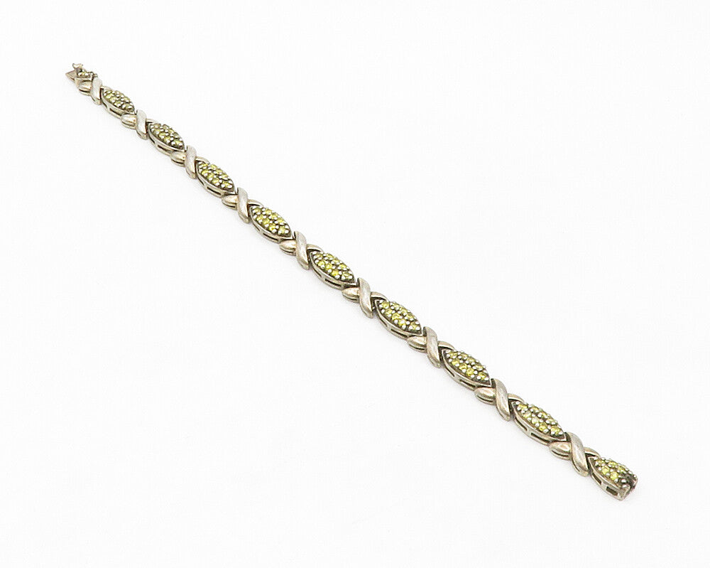 ROSS SIMON 925 Sterling Silver  Vintage Yellow Topaz XO Chain Bracelet  BT5270