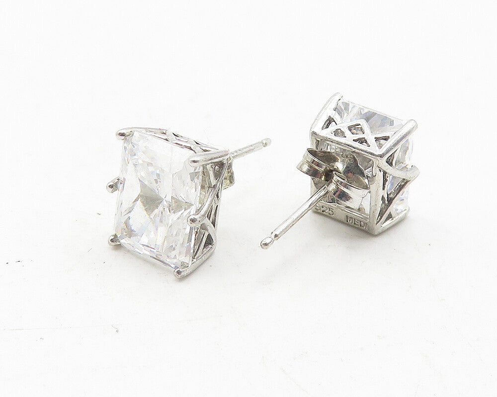 925 Sterling Silver  Prong Set Sparkling Cubic Zirconia Stud Earrings  EG6255