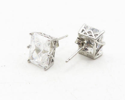 925 Sterling Silver  Prong Set Sparkling Cubic Zirconia Stud Earrings  EG6255
