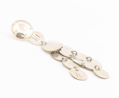 925 Sterling Silver Vintage Earrings Classic Geometric Circle Chandelier EG14423
