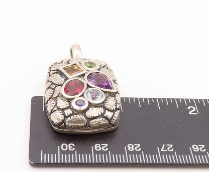 925 Sterling Silver Vintage Pendant Designer Multi Shape Gemstones  PT24063
