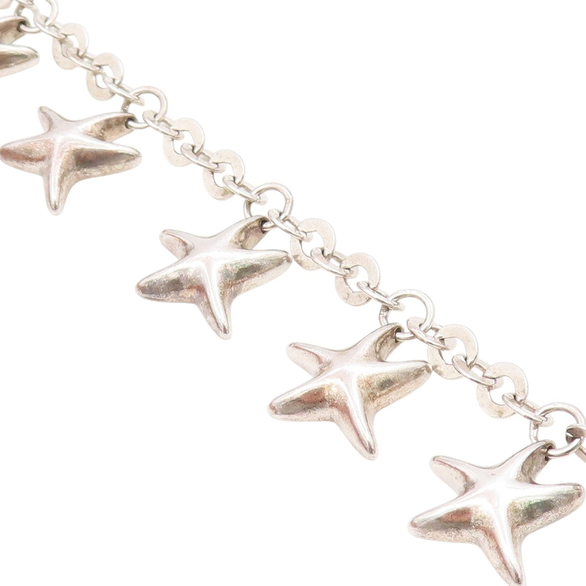 925 Sterling Silver Vintage Bracelet Celestial Dangling Star Charm Link  BT11670