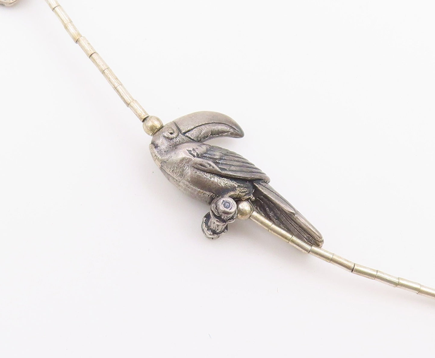 925 Sterling Silver Vintage Necklace SOUTHWESTERN Gemstone Animal Fetish  NE4909