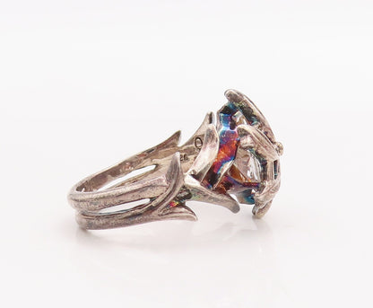 925 Sterling Silver Vintage Ring TNC NLP Solid Cutout Flower  Sz 9 RG28943