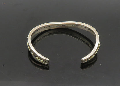 NAVAJO 925 Sterling Silver  Vintage Black & White Onyx Cuff Bracelet  BT8060