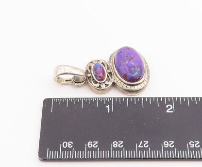 925 Sterling Silver Vintage Pendant Classic Cabochon Turquoise Charm  PT26530