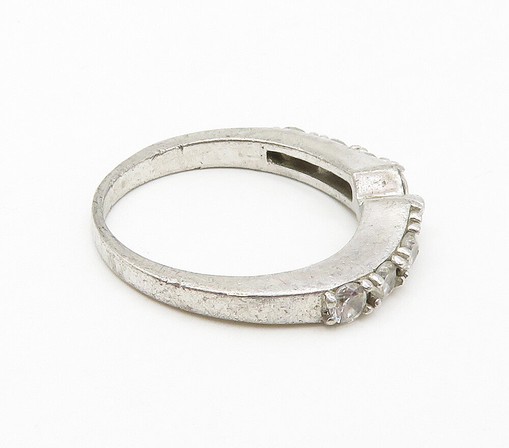 SETA 925 Sterling Silver  Vintage Cubic Zirconia Shiny Band Ring Sz 7  RG15951