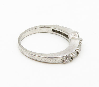 SETA 925 Sterling Silver  Vintage Cubic Zirconia Shiny Band Ring Sz 7  RG15951
