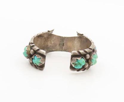 NAVAJO ZUNI 925  Silver  Vintage Antique Turquoise Carved Watch Cuff  TR3674