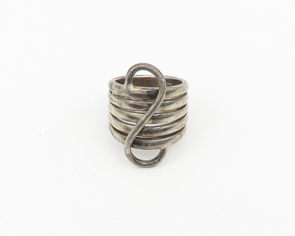 925 Sterling Silver  Vintage Dark Tone Swirl Split Band Ring Sz 6  RG18496