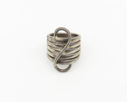 925 Sterling Silver  Vintage Dark Tone Swirl Split Band Ring Sz 6  RG18496