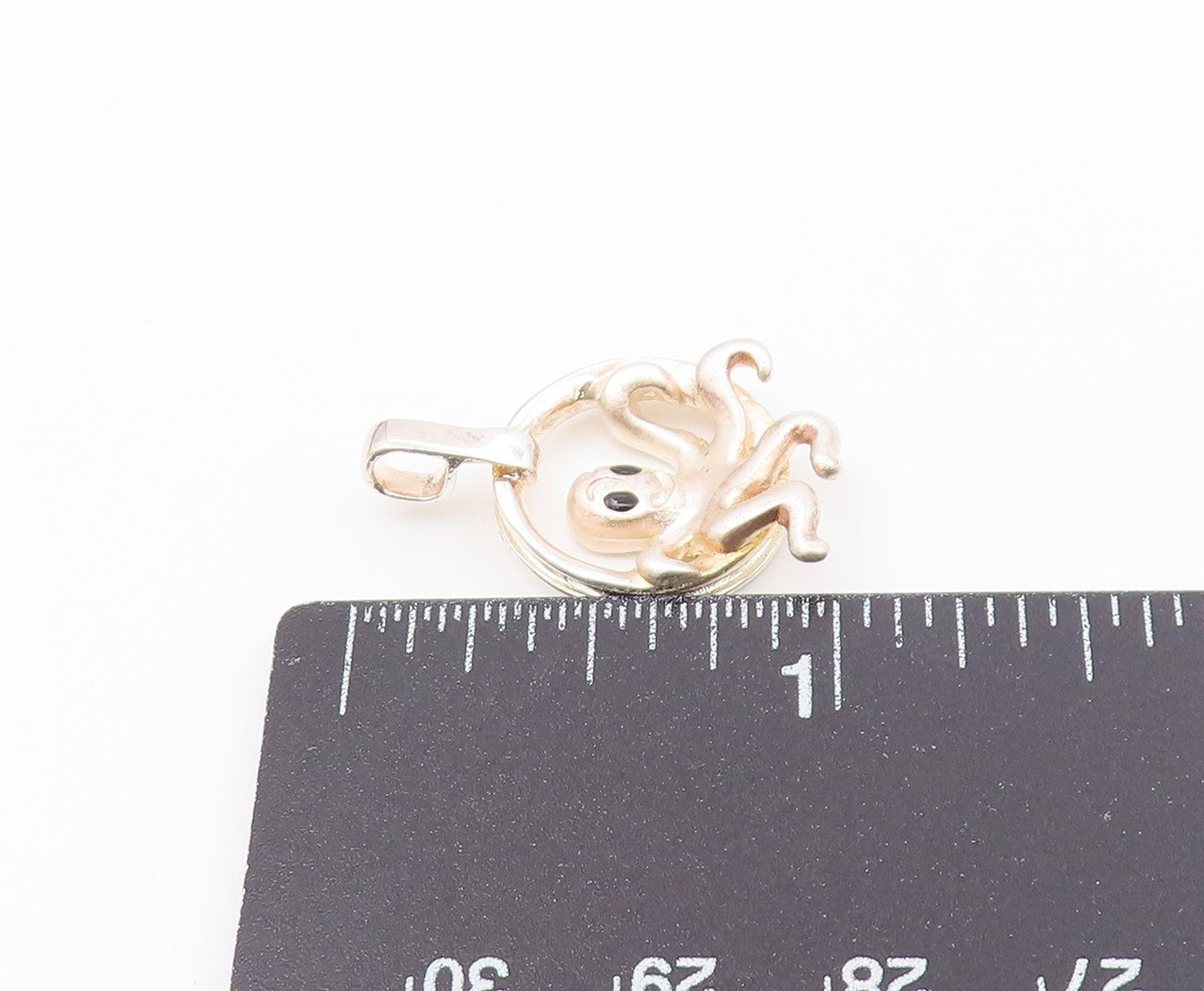 925 Sterling Silver  Vintage Black Onyx Eyes Octopus Motif Pendant  PT18199