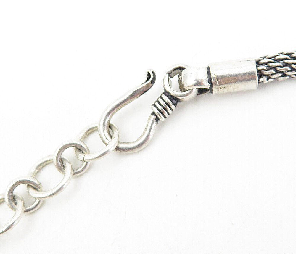 DEFOE 925 Silver  Vintage Chrysocolla Modernist Twist Chain Necklace  NE1570