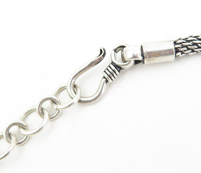 DEFOE 925 Silver  Vintage Chrysocolla Modernist Twist Chain Necklace  NE1570