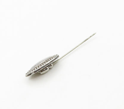 TOWLE 925 Sterling Silver  Vintage Shiny Oval Bubble Border Lapel Pin  TR2244