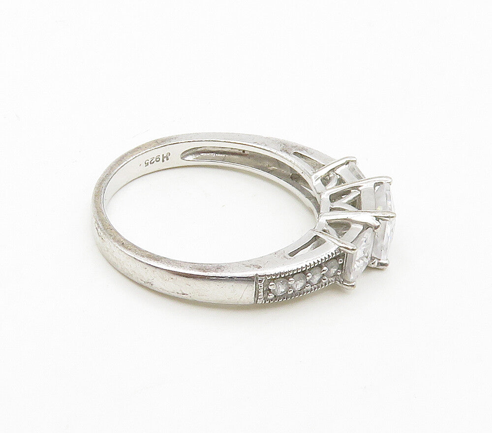 925 Sterling Silver  Graduated Cubic Zirconia Shiny Band Ring Sz 7  RG16357