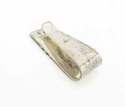 MEXICO 925 Sterling Silver  Vintage Raised Striped Detail Money Clip  TR1327