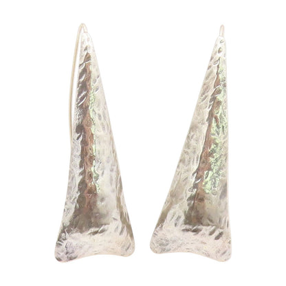 925 Sterling Silver Vintage Earrings OR PAZ ISRAEL Hammered Dangles  EG13963