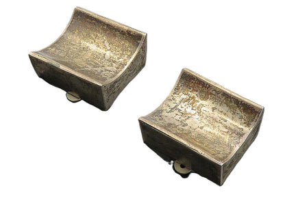 MEXICO 925 Silver  Vintage Dark Tone Concave Non Pierce Earrings  EG3955