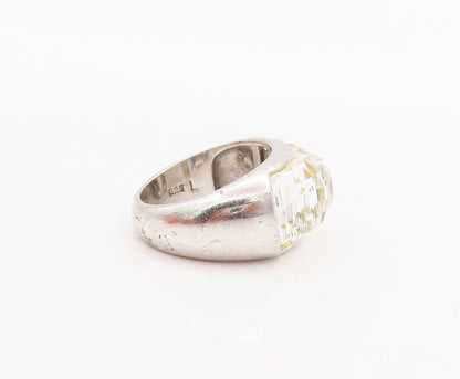 925 Sterling Silver Vintage Ring Solid Domed Glass Effect Gemstone Sz 9  RG28473