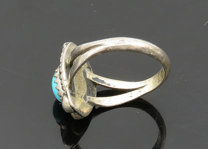 D. WHITEGOAT NAVAJO 925 Silver  Vintage Turquoise Band Ring Sz 4.5  RG20441