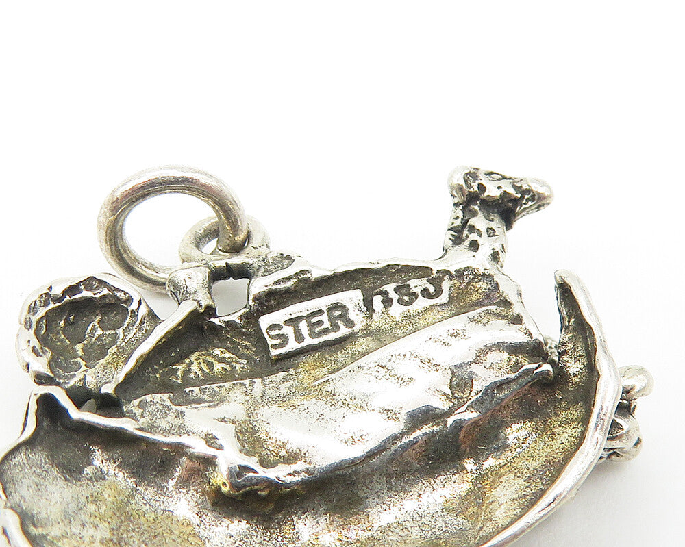 925 Sterling Silver  Vintage Shiny Noah's Ark Motif Religious Pendant  PT9076