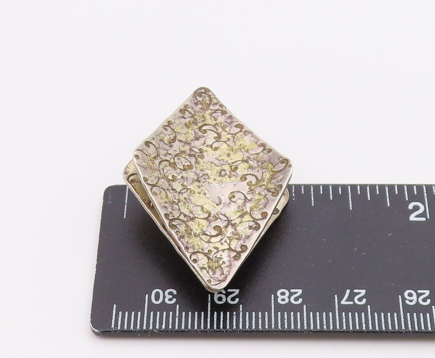 GRET BARKIN 925 Silver  Vintage Modernist Diamond Shaped Brooch Pin  BP8107