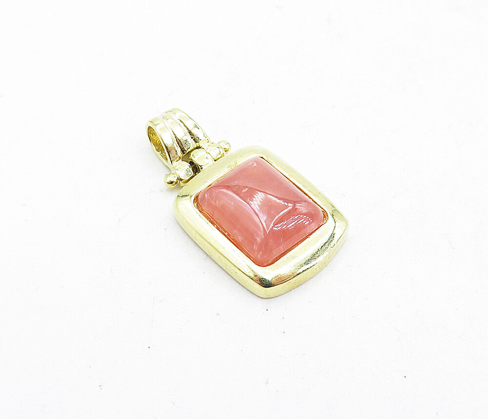 925 Sterling Silver  Quartz Shiny Gold Plated Square Drop Pendant  PT4000