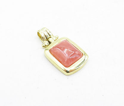 925 Sterling Silver  Quartz Shiny Gold Plated Square Drop Pendant  PT4000