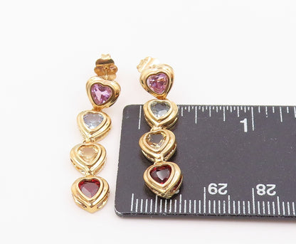 925 Sterling Silver Vintage Earrings Gold Plated Gemstone Heart Drop  EG14460