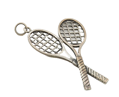 AVEDON 925 Sterling Silver  Vintage Dark Tone Tennis Rackets Pendant  PT12692