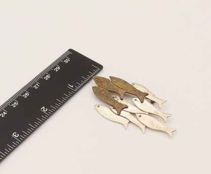MEXICO 925 Silver  Vintage Two Tone Swimming Fish Family Brooch Pin  BP10237