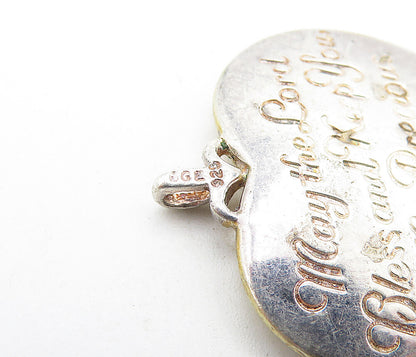 925 Sterling Silver  Vintage Sapphire Daughter Quote Heart Pendant  PT5304