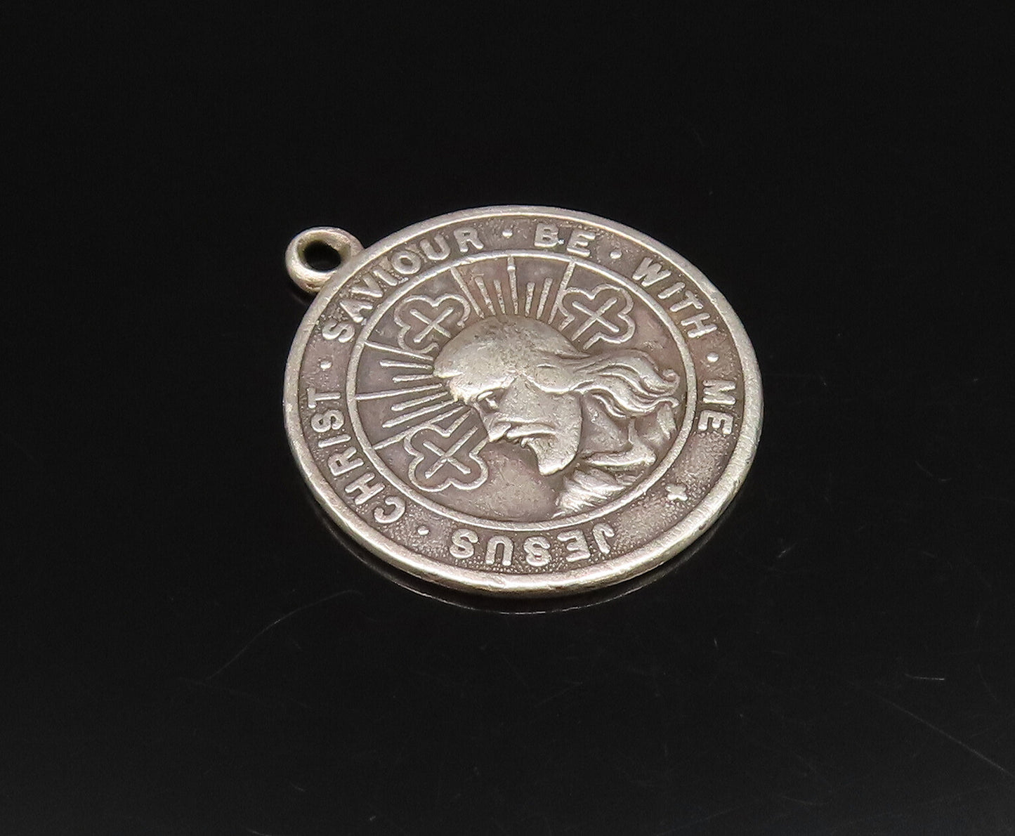 925 Sterling Silver Vintage Religious Jesus Christ Savior Medal Pendant  PT21838