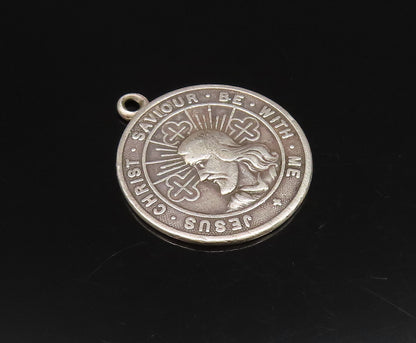 925 Sterling Silver Vintage Religious Jesus Christ Savior Medal Pendant  PT21838
