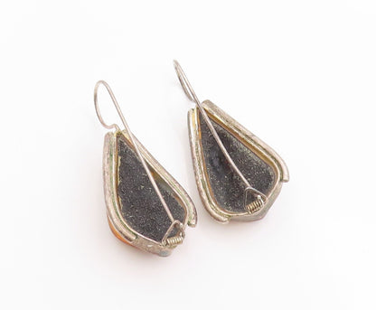 925 Sterling Silver Vintage Earrings POLAND Honey Amber Tear Drop Design EG13663