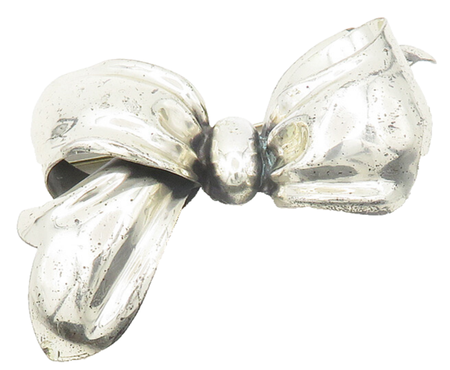 MONET 925 Sterling Silver Vintage Rare Shiny Bow Tied Ribbon Brooch Pin BP7588