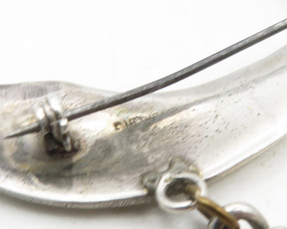 925 Sterling Silver  Vintage Antique Dagger Sword Curb Link Brooch Pin  BP3940