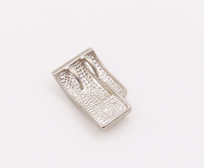 925 Sterling Silver Vintage Pendant Double Rectangular Inlay CZ Drop  PT23095