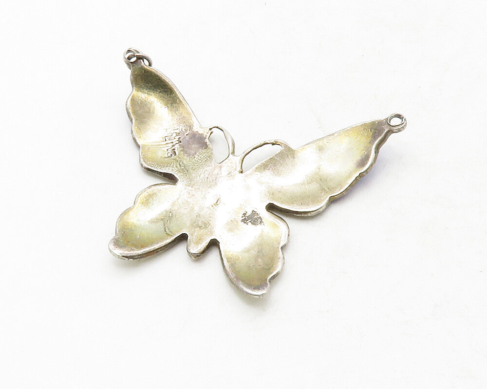 SIAM 925 Sterling Silver  Vintage Enamel Coated Butterfly Pendant  PT10444