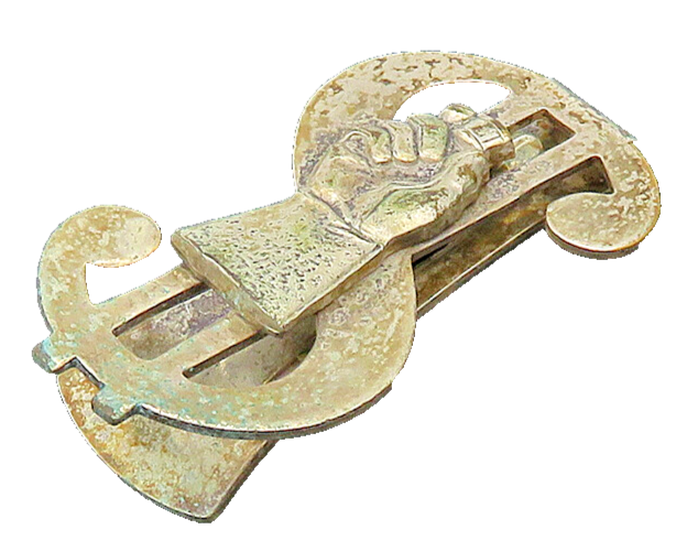 925 Sterling Silver  Vintage Rustic Dollar Sign And Hand Money Clip  TR2711