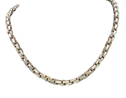 925 Sterling Silver Vintage Interlocking Link Chain Necklace NE3803