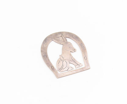 925 Sterling Silver Vintage Book Mark MEXICO Etched Donkey In Horseshoe  TR4124