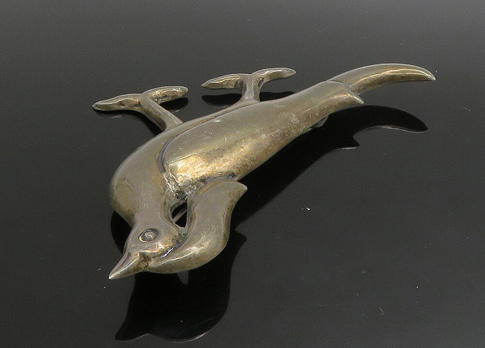 MEXICO 925 Sterling Silver  Vintage Dark Tone Hollow Bird Brooch Pin  BP9052