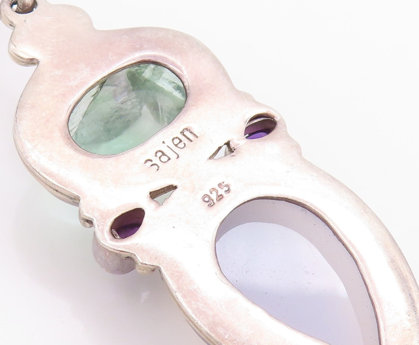 925 Sterling Silver Vintage Pendant SAJEN Large Cabochon Gemstones  PT24465