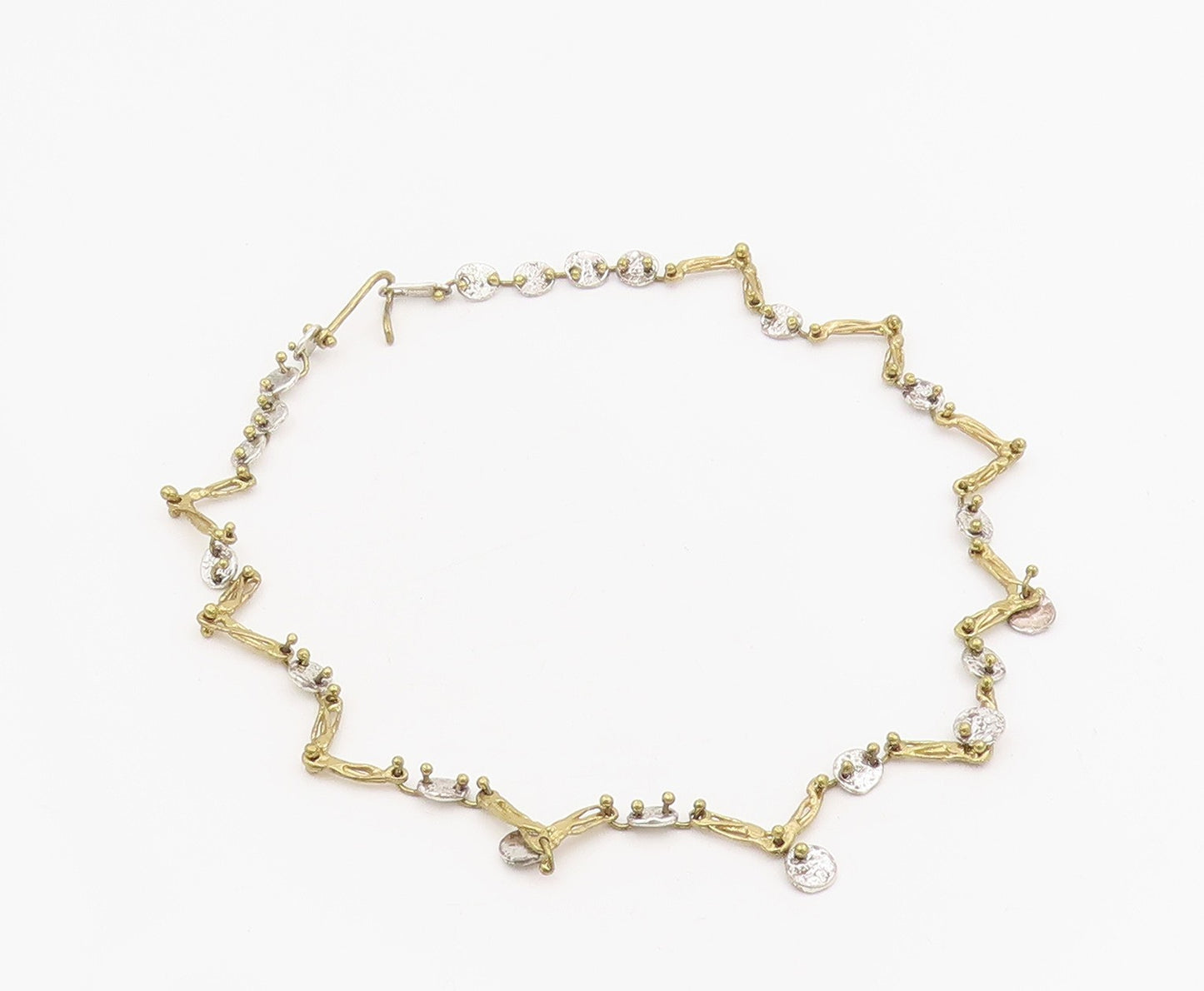 925 Sterling Silver Vintage Necklace Gold Plated ANNE DICK Brutalist Link NE4697