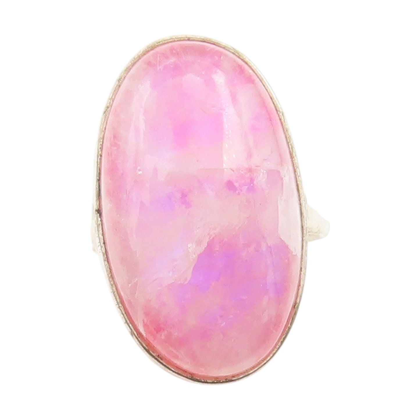 925 Sterling Silver Vintage Ring Pink Cabochon Moonstone Band  Sz 4.5  RG33919
