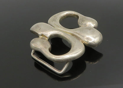 925 Sterling Silver  Vintage Shiny Heavy Modernist Belt Buckle  TR3178