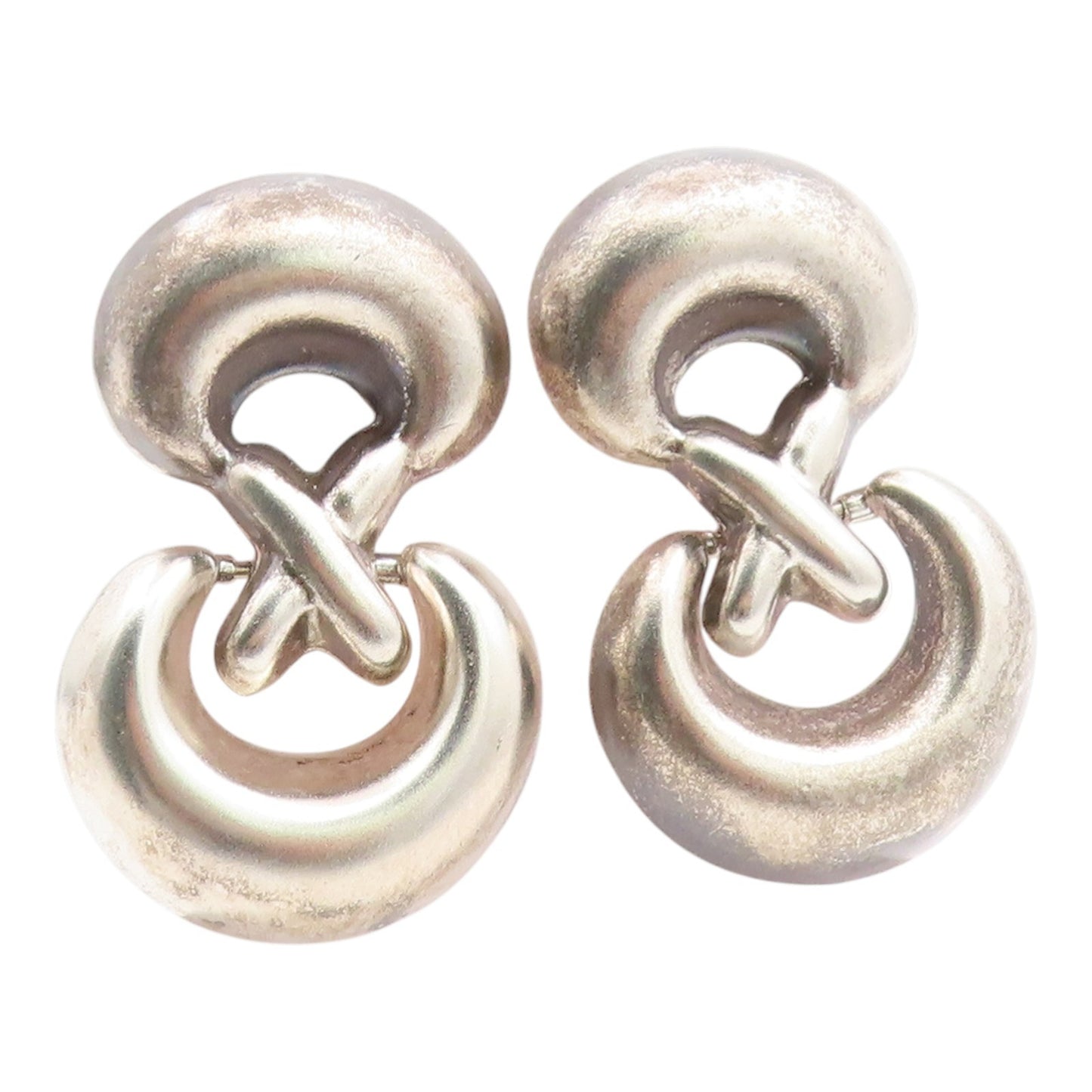 925 Sterling Silver Vintage Earrings MEXICO Modernist Infinity Knots  EG14320