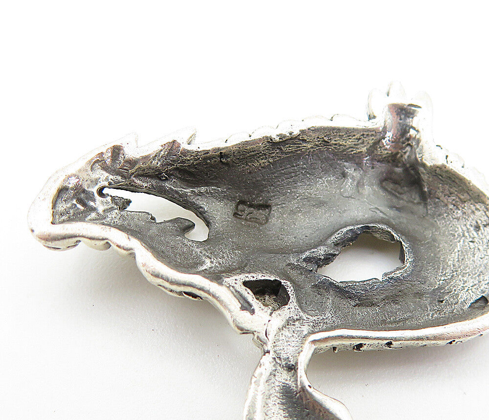 925 Sterling Silver  Vintage Petite Dark Tone Dragon Motif Pendant  PT5853